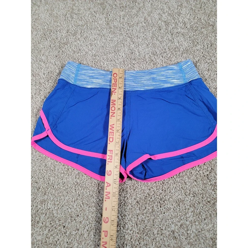 Ivivva by Lululemon Speedy Shorts Size 12 Blue Lined Zipper Pocket Gym Stretch
